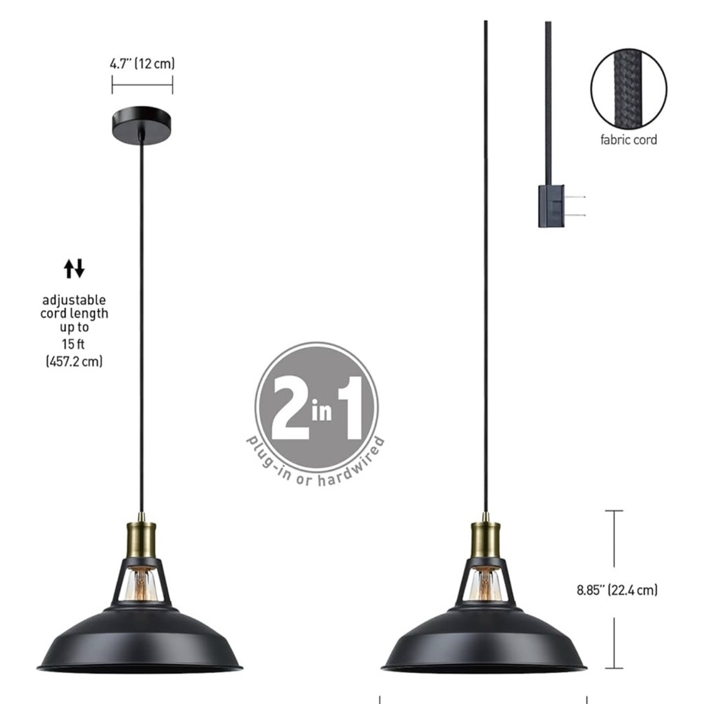 Globe Matte Black and Brass Hanging Light